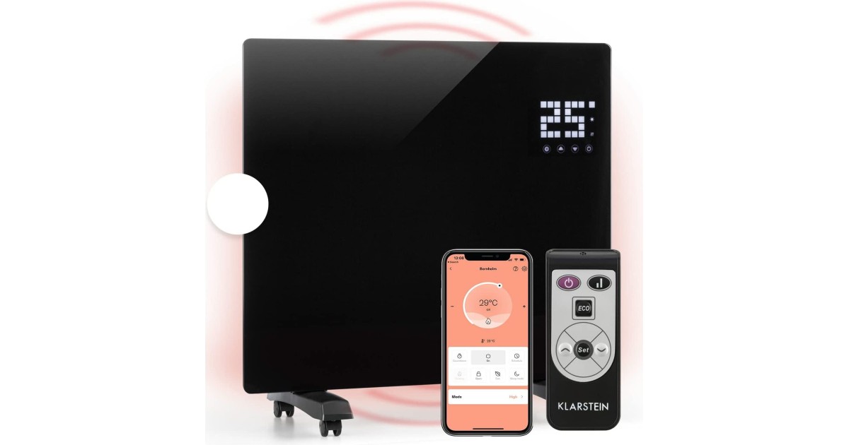 Klarstein Bansin Crystal Smart radiateur convecteur - 2500 W, écran LED, montage mural/sur pied Klarstein Bansin Crystal Smart radiateur convecteur - 2500 W, écran LED, montage mural/sur pied