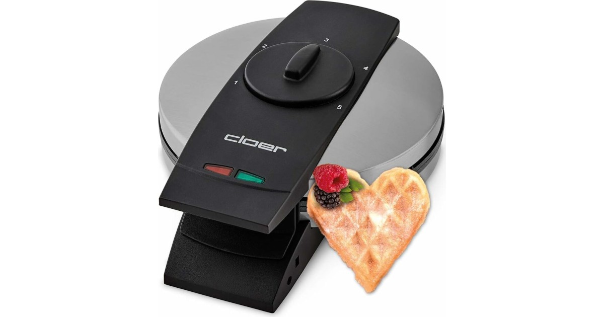 Cloer 1627-15 Waffeleisen Für Klassische Herzwaffeln, 930 W