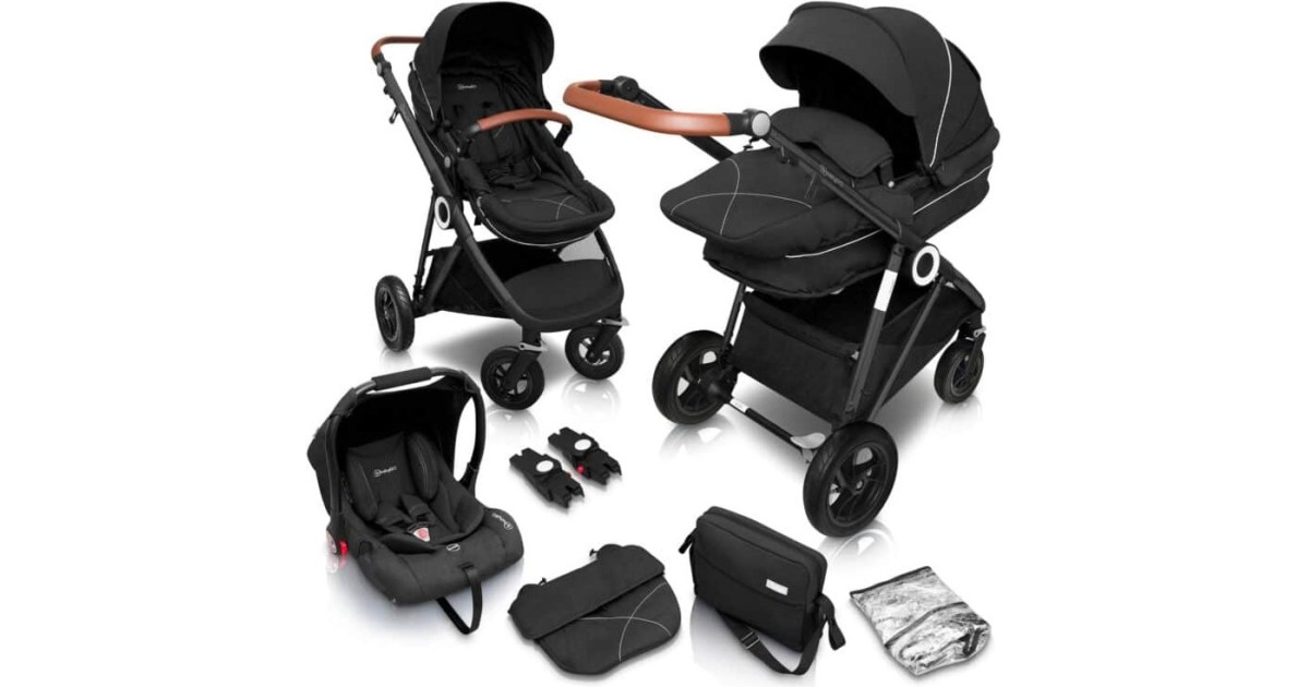 Poussette 3-en-1 BabyGO Halime Air - Buggy Sans Emballage D'origine, Produit De Base, Gris