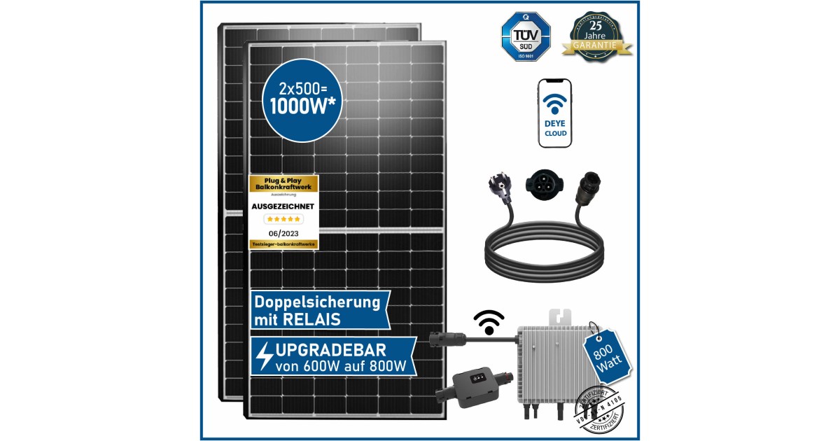 Epp Solar EPP Solar 1000W Balkonkraftwerk Komplettset im Test: 1,9 gut