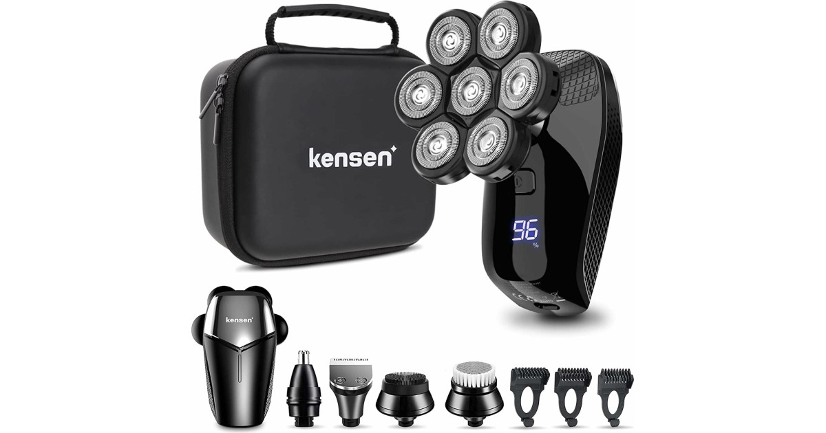 Kensen 7 In 1 Electric Shaver Kit 2,0 gut Für Glatzenrasur und mehr mit ordentlich Zubehör