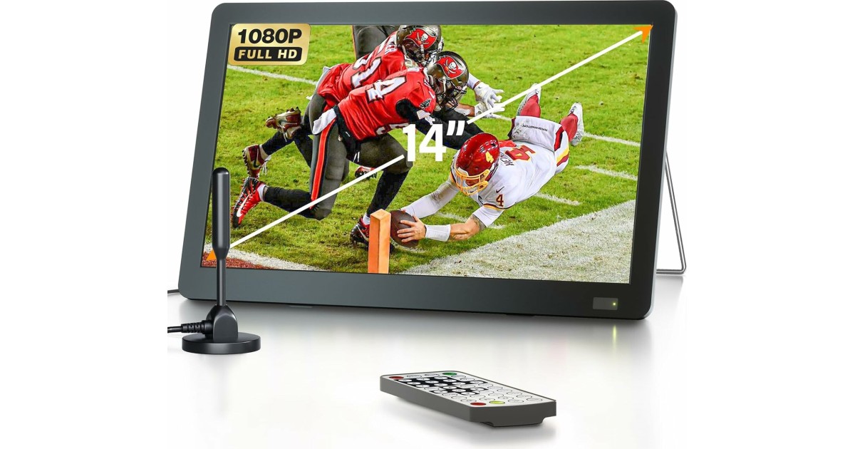 14 Zoll Tragbarer Fernseher Mit Antenne - DVB-T2 & Batteriebetrieben