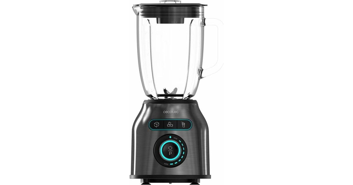 Cecotec Blender Power Black Titanium 2200MAX Smooth. 2200W Maximaal Vermogen, 6 Roestvrijstalen Messen, Ijs Verpletteren, Turbo en Smoothie Functie, AutoClean Functie