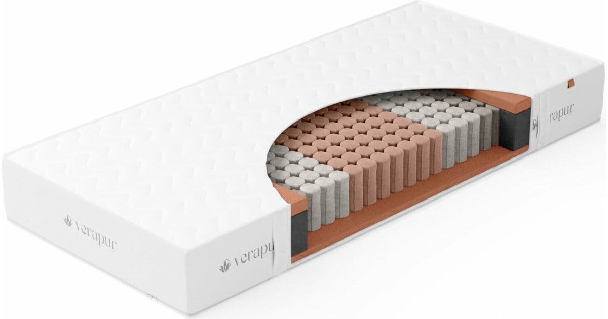 Matelas Ressorts Ensachés 80x200 Cm Verapur Ortho Plus - 7 Zones, Souple, Housse Lavable