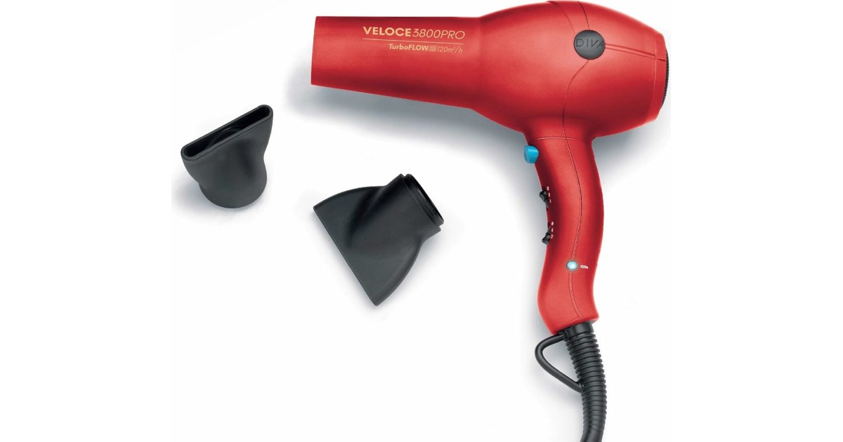 Diva Pro Veloce 3800 Pro Hair Dryer Red