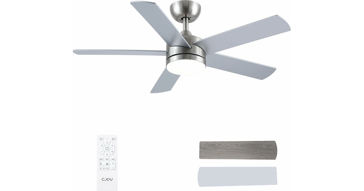 CJOY Deckenventilator mit Beleuchtung (107 cm, 5 Rotorblätter): 1,5 ...
