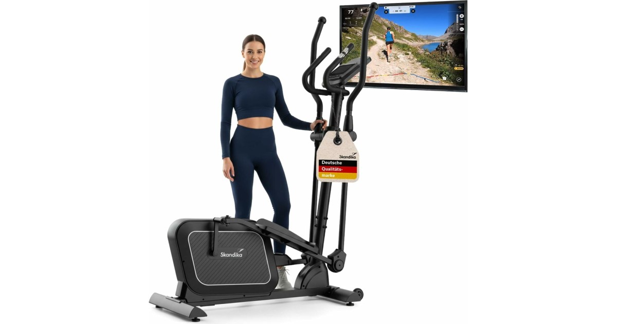 Skandika Crosstrainer Fint P8-R – Heimtrainer Leise Mit 8kg Schwungmasse, 32 Stufen, Kinomap App