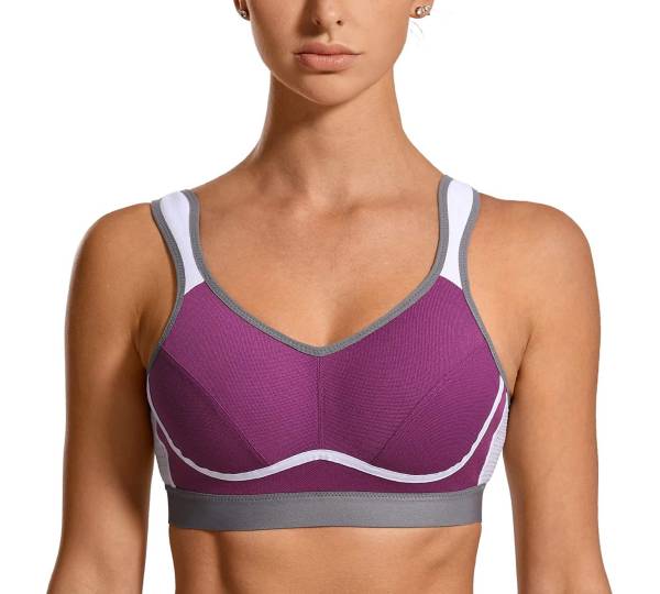 SYROKAN Sport BH Vrouwen Sterke Ondersteuning Wired BH's Voorsluiting Gewatteerd Non-wired Goede Ondersteuning wit 90G