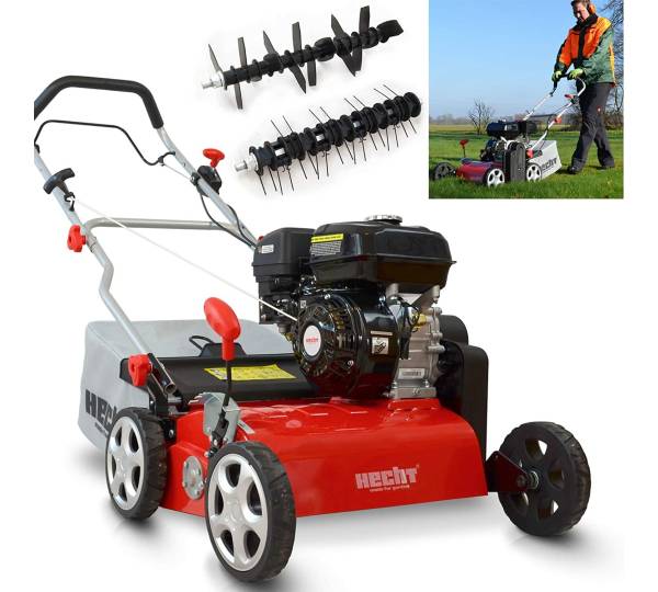 HECHT 2-IN-1 Benzin-Vertikutierer Mit Briggs & Stratton Motor – 4,2 KW / 5,7 PS, 40 Cm Arbeitsbreite, 45 L Fangkorb, 2 Walzen (Vertikutieren & Lüften) + 4Takt-Öl
