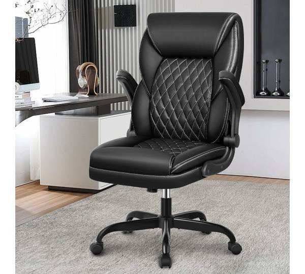 Ergonomischer Chefsessel Mit Fußstütze – Kunstleder-Bürostuhl Verstellbar Bis 135°, Inkl. Lendenstütze & Hoher Rückenlehne