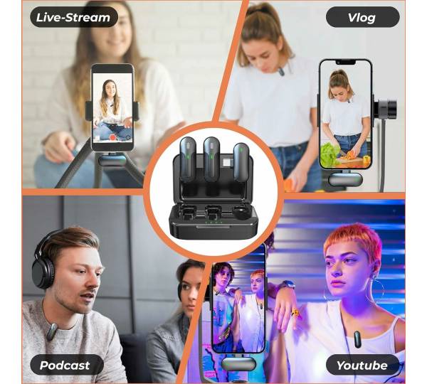 Technaxx TX-301 Microfoni Lavalier Wireless Doppi - Con Riduzione Rumore, Ricevitore USB-C, Per Podcast E Video - Foto 5