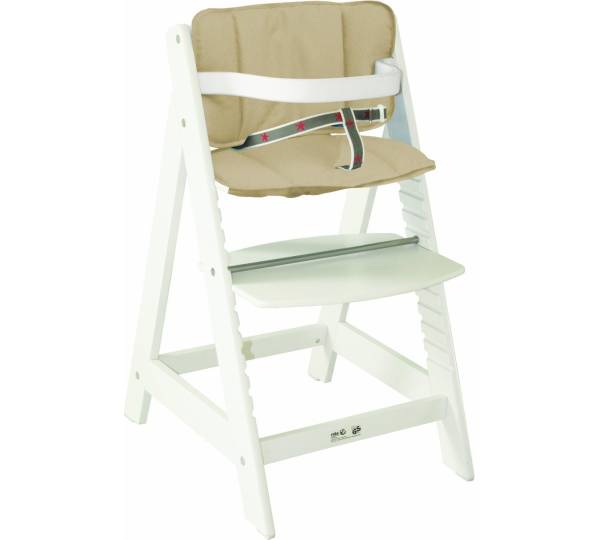 Roba Babyhochstuhl Nature Up – Bambus, Mitwachsend Bis 70 Kg, Weiß/natur