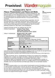 Wandermagazin: Praxistest 2013, Teil 11: Fleece: Powerstretch und Fleece mit Wolle (Ausgabe: Nr. 174 (Januar/Februar 2014))