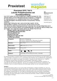 Wandermagazin: Praxistest 2015, Teil 6: Leichte Frühjahrswesten mit Kunstfaserfüllung (Ausgabe: Nr. 183 (Juli/August 2015))