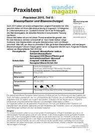 Wandermagazin: Praxistest 2015, Teil 5: Blasenpflaster und Blasenschutzgel (Ausgabe: Nr. 183 (Juli/August 2015))