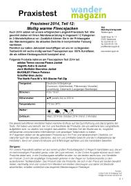 Wandermagazin: Praxistest 2014, Teil 12: Mollig warme Fleecejacken (Ausgabe: Nr. 180 (Januar/Februar 2015))