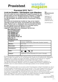 Wandermagazin: Praxistest 2015, Teil 1: Licht im Dunklen: Stirnlampen zum Wandern (Ausgabe: Nr. 181 (März/April 2015))