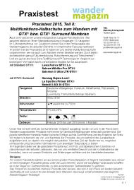 Wandermagazin: Praxistest 2015, Teil 8: Multifunktions-Halbschuhe zum Wandern mit GTX bzw. GTX Surround Membran (Ausgabe: Nr. 184 (September/Oktober 2015))