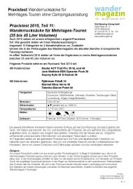 Wandermagazin: Praxistest 2015, Teil 11: Wanderrucksäcke für Mehrtages-Touren (35 bis 45 Liter Volumen) (Ausgabe: Nr. 186 (Januar/Februar 2016))