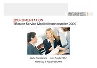 Deutsches Institut für Service-Qualität (DISQ): Bester Service Mobiltelefonhersteller 2009 (Vergleichstest)