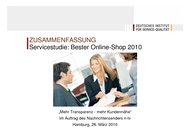 Deutsches Institut für Service-Qualität (DISQ): Servicestudie: Bester Online-Shop 2010 (Vergleichstest)