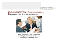 Deutsches Institut für Service-Qualität (DISQ): Servicestudie: Schnellrestaurants (Vergleichstest)