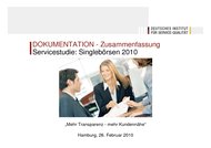 Deutsches Institut für Service-Qualität (DISQ): Servicestudie: Singlebörsen 2010 (Vergleichstest)