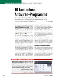 PC-WELT: 10 kostenlose Antiviren-Programme (Ausgabe: Mega-Guide Sicherheit am PC Sonderheft 1/2012)