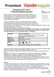 Wandermagazin: Praxistest 2013, Teil 3: PTFE-freie Membranjacken! (Ausgabe: Nr. 170 (Mai/Juni 2013))