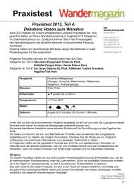 Wandermagazin: Praxistest 2013, Teil 4: Dehnbare Hosen zum Wandern (Ausgabe: Nr. 170 (Mai/Juni 2013))