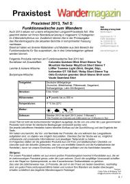 Wandermagazin: Praxistest 2013, Teil 5: Funktionswäsche zum Wandern (Ausgabe: Nr. 171 (Juli/August 2013))