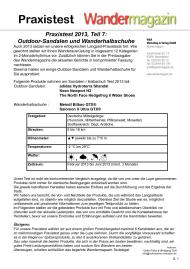 Wandermagazin: Praxistest 2013, Teil 7: Outdoor-Sandalen und Wanderhalbschuhe (Ausgabe: Nr. 172 (September/Oktober 2013))