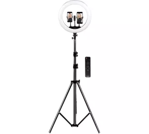 Somikon XL-LED-Ringlicht mit Smartphone-Halter von Somikon