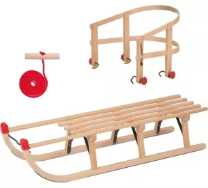 KS-Direkt Holzschlitten 110 cm mit Rückenlehne von KS-Direkt